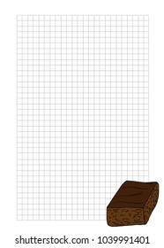 Paper note book template with brownies in hand drawn style. For print, package, menu. Vector illustration