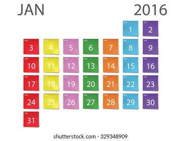 paper note calendar 2016 for private and office user