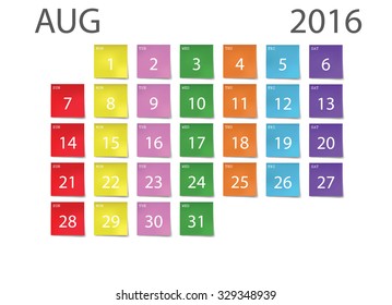 paper note calendar 2016 for private and office user