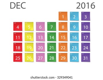 paper note calendar 2016 for private and office user