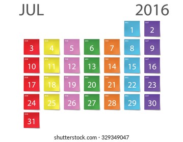 paper note calendar 2016 for private and office user
