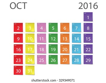 paper note calendar 2016 for private and office user