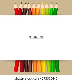 Papiernote mit Farbstiften Hintergrund, Vektorgrafik.