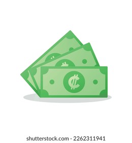 Paper note with Costa Rican Colon Sign. Banknote cash money symbol. Saving, exchange, finance and budget concept. Flat vector currency symbol.