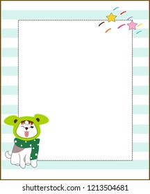 paper note of cute dog on light  blue background vector
