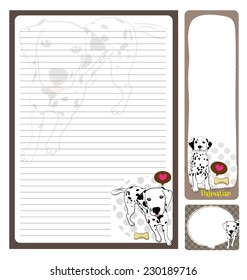 paper note dalmatian cartoon on brown and white background