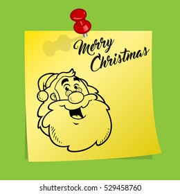 Paper note with a drawing of Santa Claus