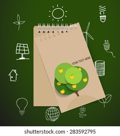 Paper note with Ecology and environment Icons. Vector illustration.