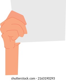 Paper note in hand. Blank page banner template