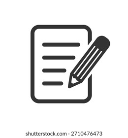 Papiernotizsymbol einzeln, flaches Design, Vektorgrafik auf weißem Hintergrund.