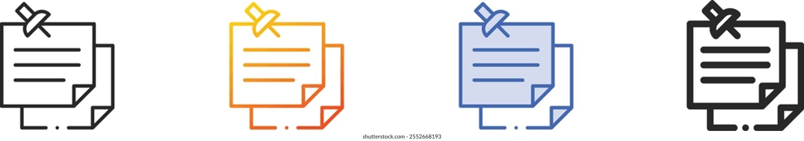 paper note icon.Thin Linear, Gradient, Blue Stroke and bold Style Design Isolated On White Background