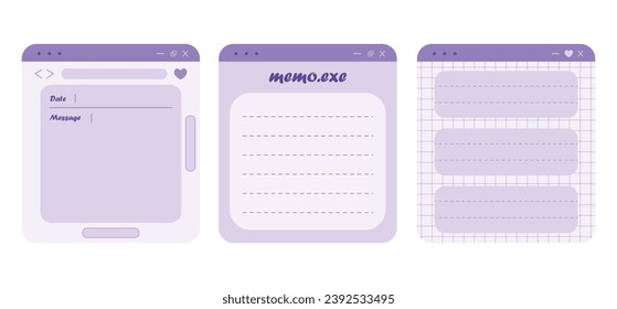 Paper note memo vector design. Lavender Blue memo illustration note reminder, notepad, memo sheet, to-do list, planner and paper organizer design set.