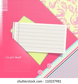 Paper note on beautiful background. Vector design.