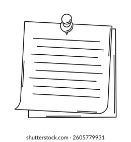 Paper note with pin. Frame or background for reminder.