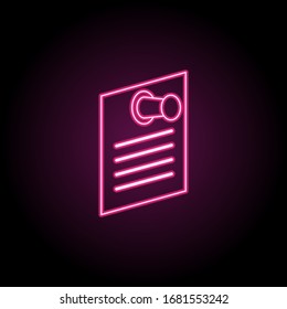 Paper note with push pin set neon icon. Simple thin line, outline vector of education icons for ui and ux, website or mobile application