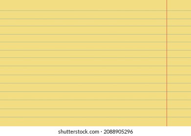 Paper note. Realistic illustration of yellow lined page. Vector image.