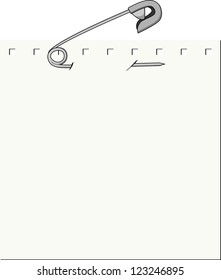 Paper note with safety  pin vector illustration