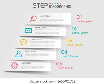 Paper note shape elements with steps,road map,options,milestone,timeline,processes or workflow.Business data visualization.Creative step infographic template for presentation,vector illustration.