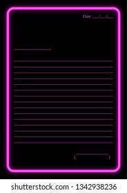 Paper Note size A4 frame with Stroke Background Black color/ Vector Stock