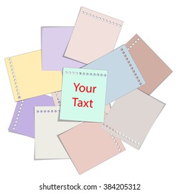 paper note, soft colorful for memo text on white background, vector illustration