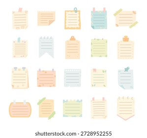 Paper note stationery set in scandinavian style featuring memo sheets reminders planners notebooks pages writing office education organization tools