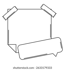 Paper note with sticky tape. Frame or background for reminder.