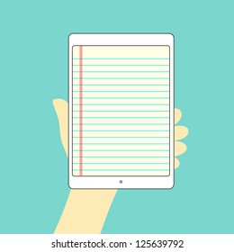 paper note tablet hand on