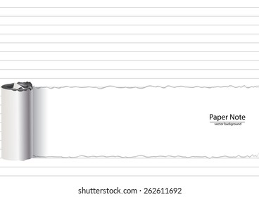 Paper note tearing background in vector.