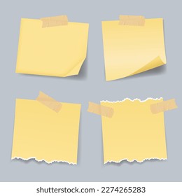Paper note template with adhesive tape piece. Suitable for small note template, blank memo, and torn paper sheets. Blank vector notepaper of meeting reminder, to do list and office notice vector.