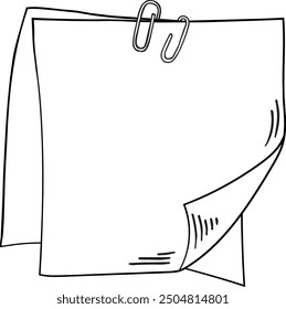 Paper note template. Sketch drawing message page