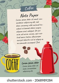 paper note vector frame background art design coffee vector illustration 