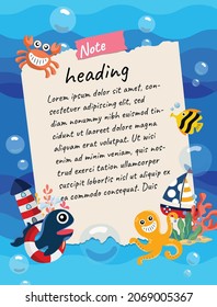 paper note vector frame background art design sea paper 
  vector illustration photo frame
