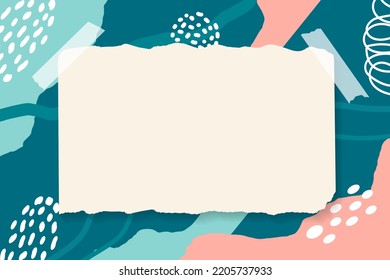 Paper Note Vector Frame On Memphis Blue Background