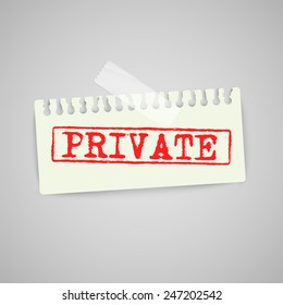 Paper note with warning sign, vector