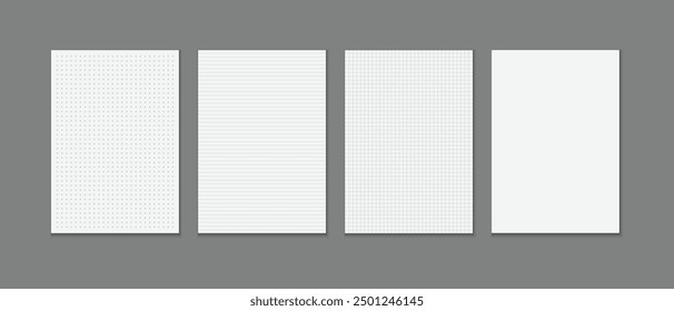 Notizbuch auf Papier, Notizbuch auf Papier, Notizbuch, Notizbuch-Seitenvorlage, Quadrate Notizblock-Seiten, Punktdiagramm Notizblock-Seite, Vektorgrafik.