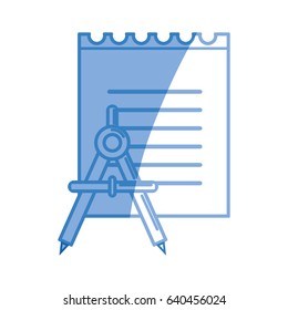 paper notebook with compass tool study