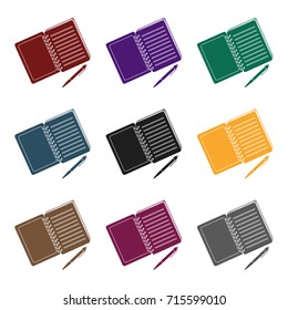Paper notebook detective. Notepad to record readings, to solve the crime.Detective single icon in blake style vector symbol stock illustration.