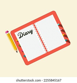 Paper notebook - diary with pencil - vector cartoon