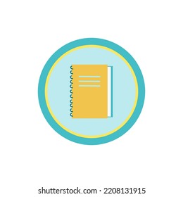 Paper notebook icon isolated on white background. Diary, sketchpad silhouette. Flat design. Pocketbook, jotter, office symbol. Contacts, education, school, finance, business, internet and website.