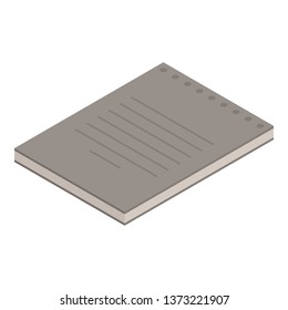 Paper notebook icon. Isometric of paper notebook vector icon for web design isolated on white background