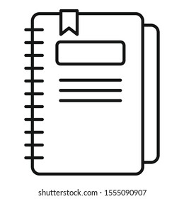 Paper notebook icon. Outline paper notebook vector icon for web design isolated on white background