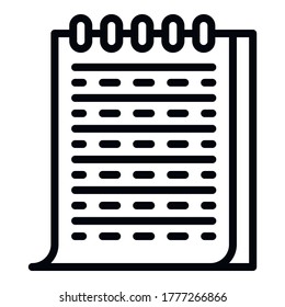 Paper notebook icon. Outline paper notebook vector icon for web design isolated on white background
