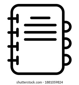 Paper notebook icon. Outline paper notebook vector icon for web design isolated on white background