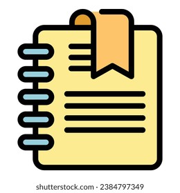 Paper notebook icon outline vector. Sheet note. Notepad page color flat