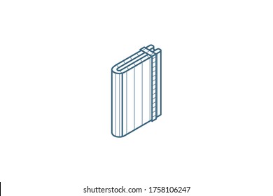 paper notebook isometric icon. 3d vector illustration. Isolated line art technical drawing. Editable stroke