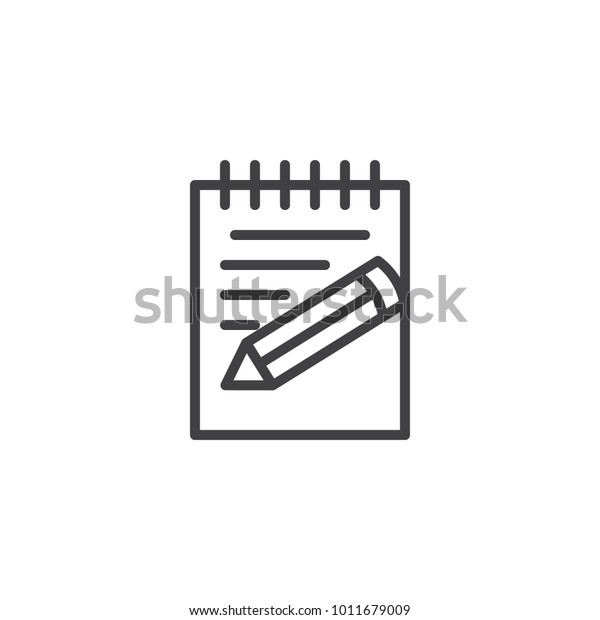 Paper Notebook Notepad Pencil Line Icon Stock Vector Royalty Free