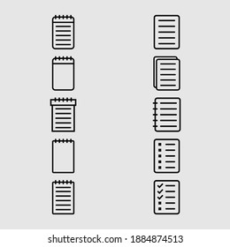 paper and notebook outline icon set isolated vector illustration
