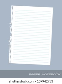 paper notebook over blue background. vector illustration