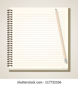 Paper Notebook and pencil