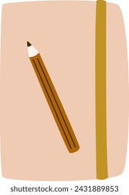 Cuaderno de papel con ilustración vectorial de lápiz